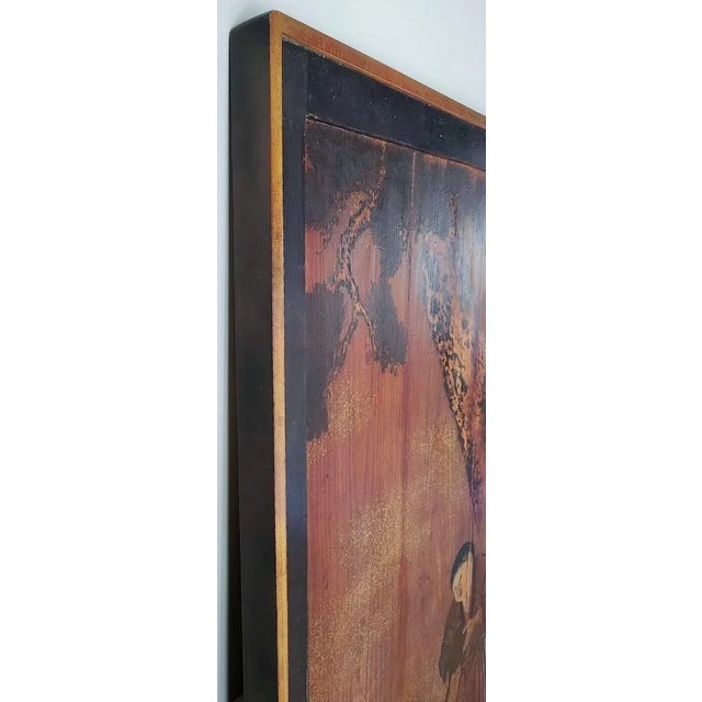 A Set of Extra Large Antique Chinese Painting on Wood Panels For Sale - Image 10 of 16