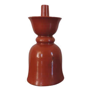 19th Century Chinese Coral Red Porcelain Candlestick For Sale