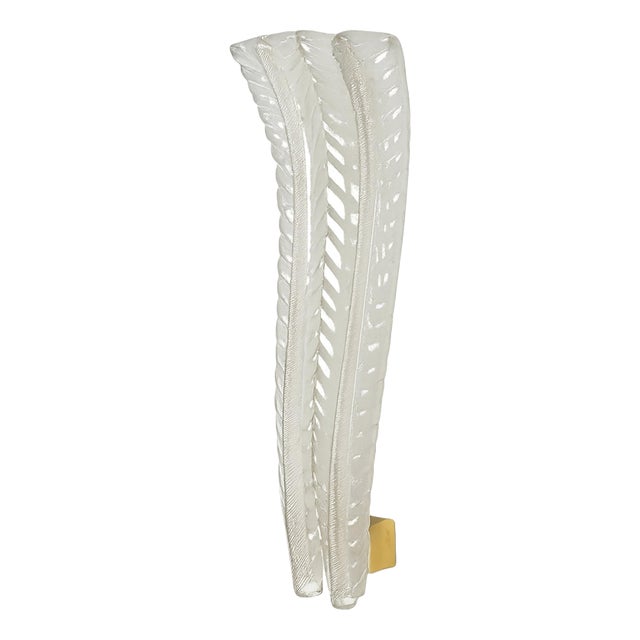 Double-Leaf Murano Glass and Brass Sconce, Italy, 1940s For Sale
