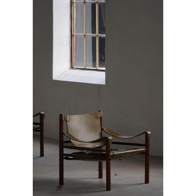 Sirocco Safari Chairs in Ash and Green Leather attributed to Arne Norell for Aneby Mobler, 1960s, Set of 2 For Sale - Image 14 of 18