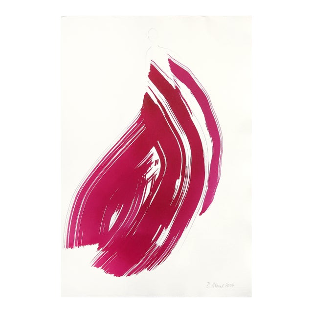 The Violet Dress 28 - Minimalist Figurative Original Ink Painting on Paper For Sale