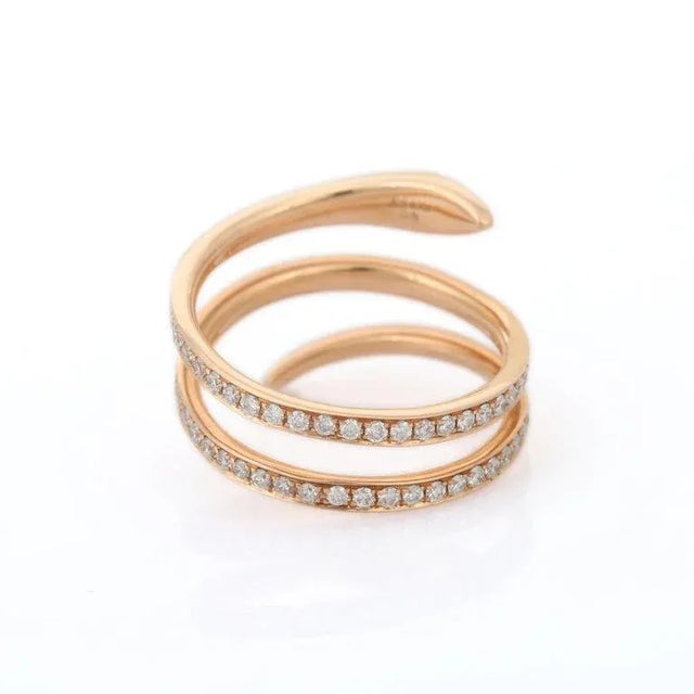 18k Solid Gold Pave Set Natural Diamond Serpent Wrap Ring Size 7 For Sale - Image 9 of 16