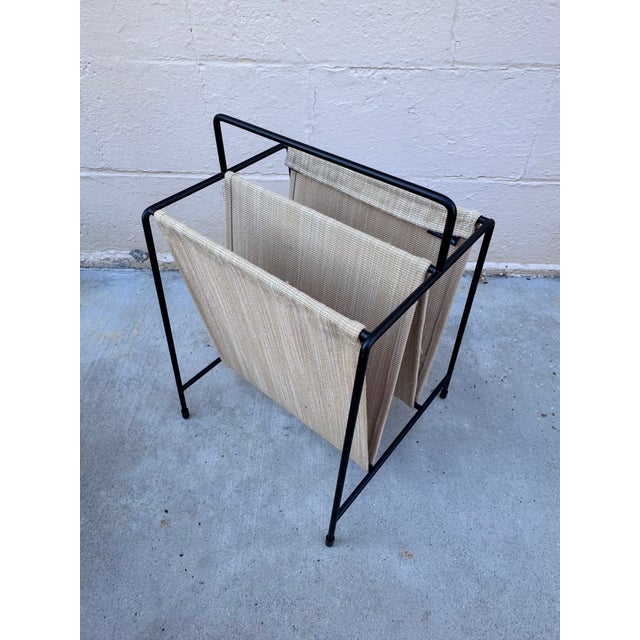 Mid-Century Modern Paul McCobb for Fritz Hansen Magazine Holder, Black Steel & Tan Textile For Sale - Image 3 of 12