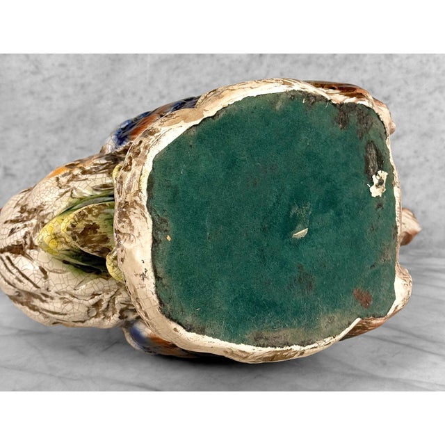 Vintage Large Italian Majolica Pottery Rooster Chicken Sculpture - 17" For Sale - Image 12 of 12