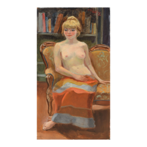 Demure Nude Figurative in Library by Margaret Wherry Ziegler