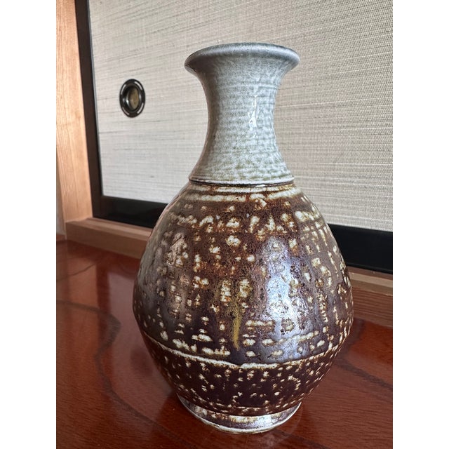 Masterpiece Mashiko-Yaki Salt-Glazed Vase & Tea Cup Set by Fujiya Sakuma, With Signed Tomobako For Sale - Image 4 of 10