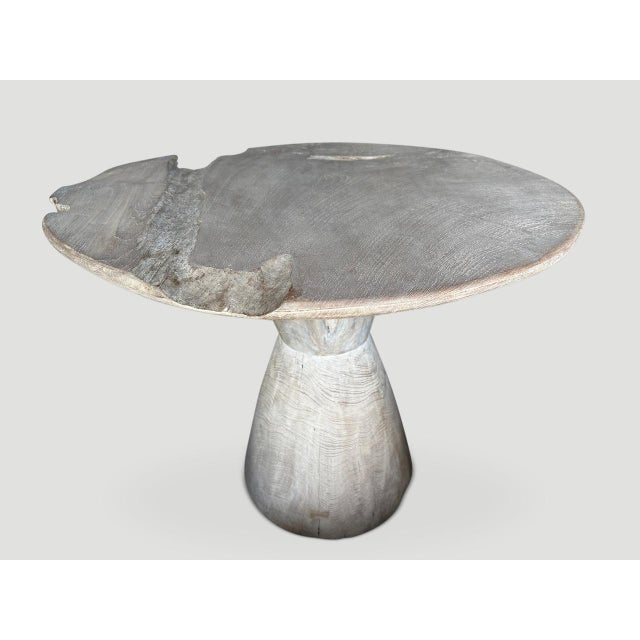 Contemporary Andrianna Shamaris St. Barts Organic Teak Wood Round Table For Sale - Image 3 of 6