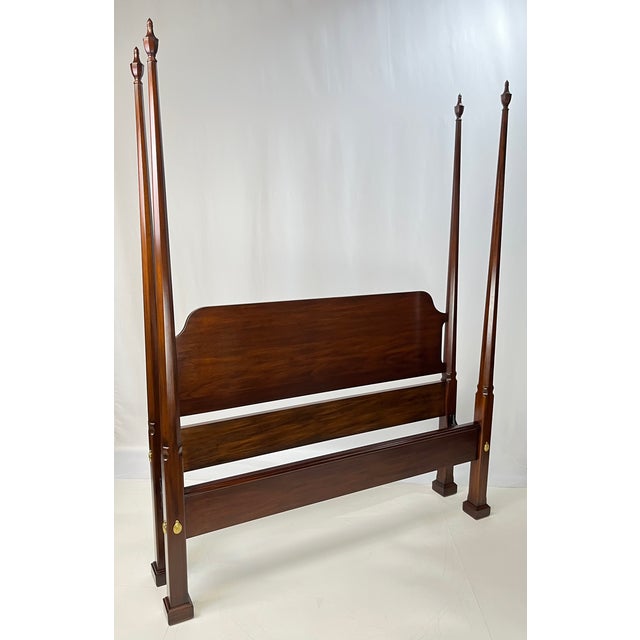 Brown Vintage Henkel Harris Mahogany Queen Size Pencil Post Bed - Style 170, Finish 29 For Sale - Image 8 of 13
