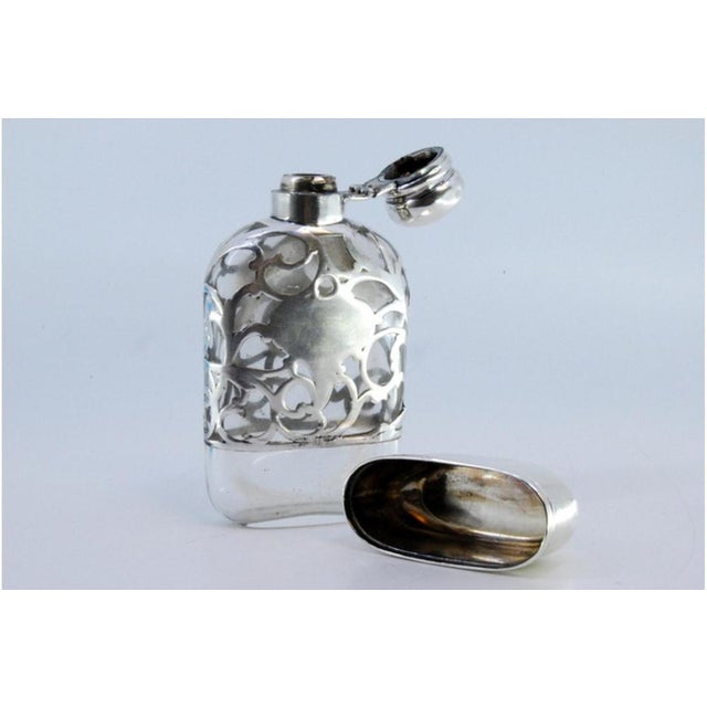 Silver Silver Perfume Bottle with Hinged Lid and Glass Inside For Sale - Image 8 of 9