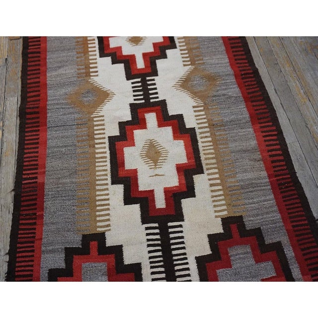 1920s Small Tribal Antique Bold Geometric Native American Flat Weave Navajo Rug For Sale - Image 11 of 11