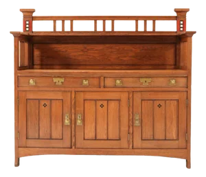 Art Nouveau Arts & Crafts Oak Buffet or Cupboard by H.F. Jansen & Zonen, 1900s