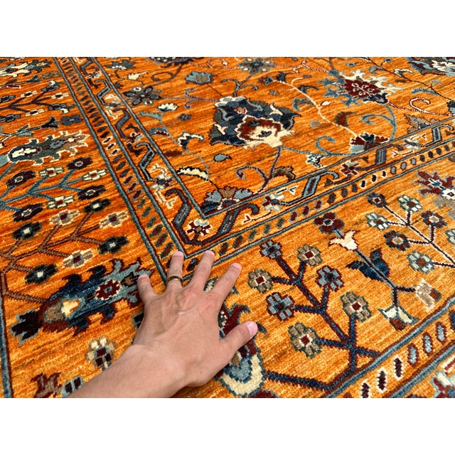 Burgundy Rust Afghan Sultani Hand-Knotted Wool Rug - 9'8" X 8'1" For Sale - Image 8 of 14