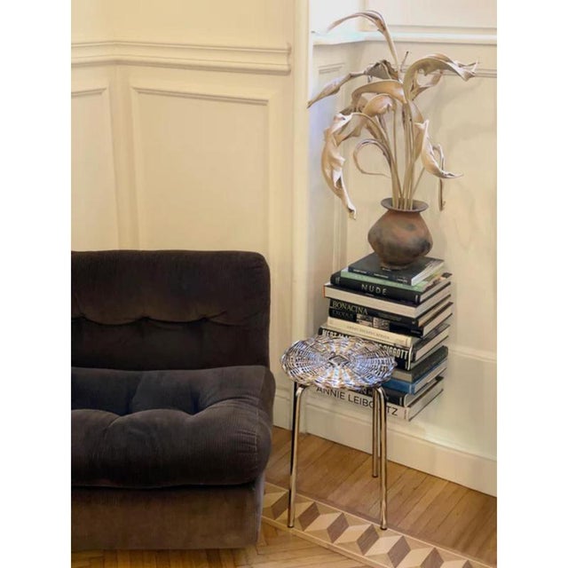 El 01 Stool in Metal-Plated Hand-Woven Wicker by Caspal For Sale - Image 4 of 9