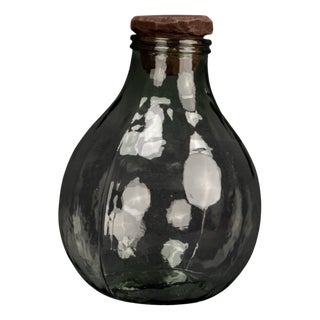 Large Glass Balloon with Wooden Lid, 1960s For Sale