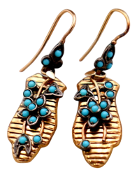 Gold Earrings with Reliefs, Set of 2