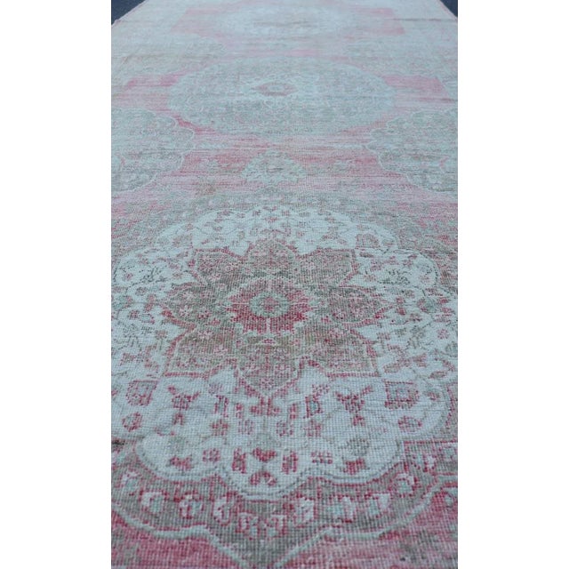 Vintage Turkish Oushak Rug With Vibrant Multicolor Geometric Patterns 5'0 X 14'3 For Sale - Image 4 of 10