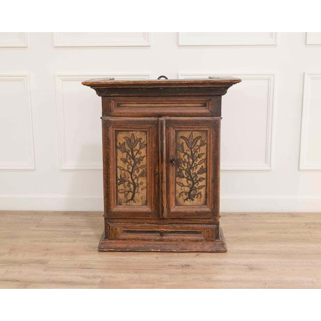 Original 19th-Century Painted Wall Cabinet with Two Doors and One Drawer For Sale - Image 12 of 12