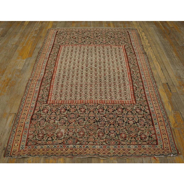 19th Century Persian Senneh Kilim ( 4' 3'' x 6' 3'' - 130 x 190 cm ) Senneh Sanandaj or Senneh is the capital of Kurdistan...