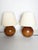 Pair of French wooden table lamps dating from the 1970s, featuring beautifully rounded spherical bases with a warm brown...