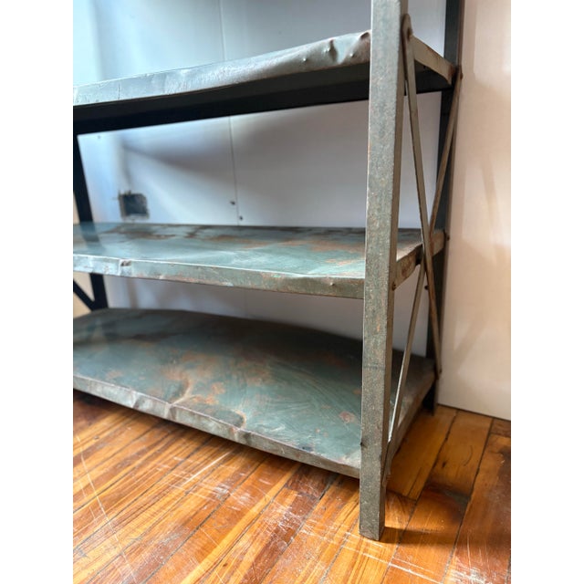Vintage Industrial Metal Shop Display Shelving Unit For Sale - Image 4 of 12
