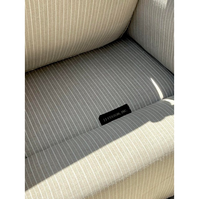 Taupe Vintage Custom Striped Lounge Chairs - A Pair For Sale - Image 8 of 12