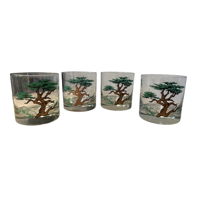 Vintage Couroc of Monterey Cypress Old Fashioned Glasses – Set of 4 For Sale