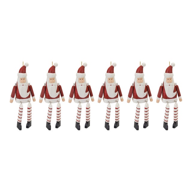 Contemporary Dangle Santa Ornament (Set of 6) For Sale - Image 3 of 3