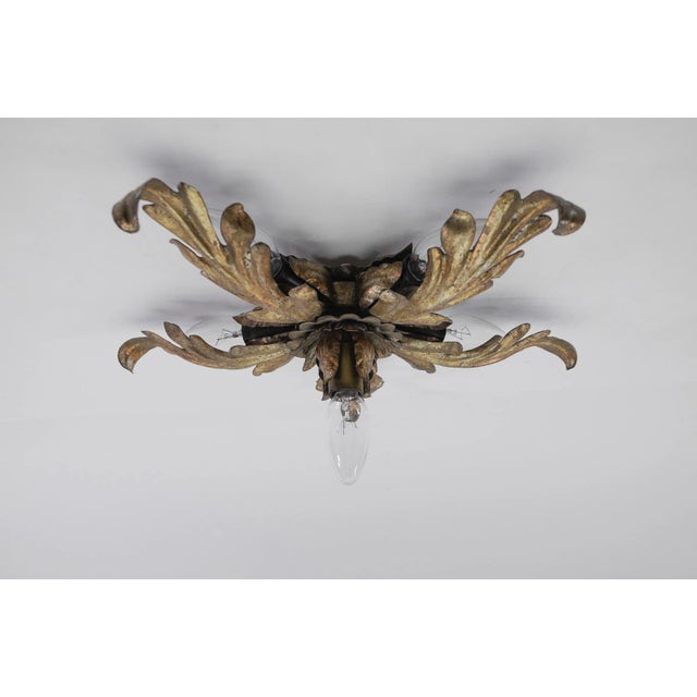 Florentine Gilded Metal Ceiling Lamp, Italy, 1960s For Sale - Image 6 of 8