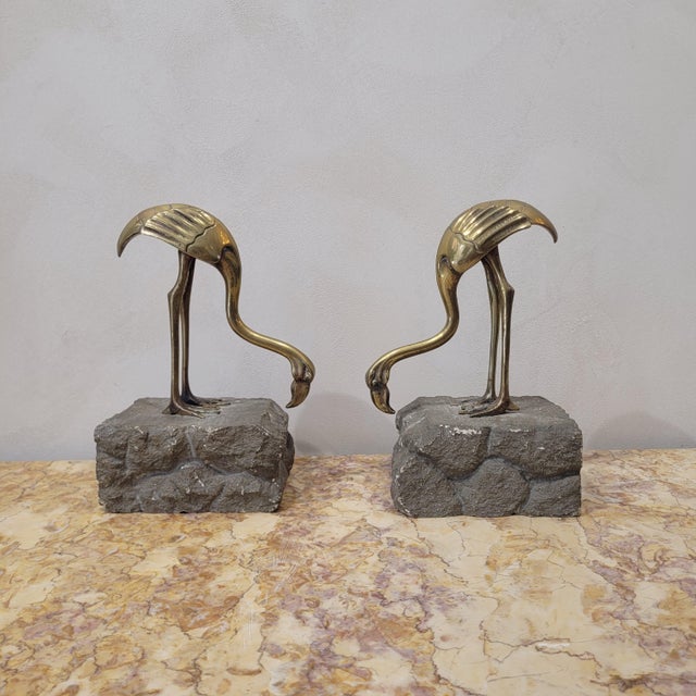Art Deco Flamingo in Gilded Bronze, Spain, 1940, Set of 2 For Sale - Image 3 of 12