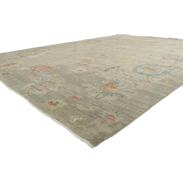 Contemporary Distressed Area rug with Modern Style 08'07 x 11'07. With its neutral colors and weathered beauty combined...