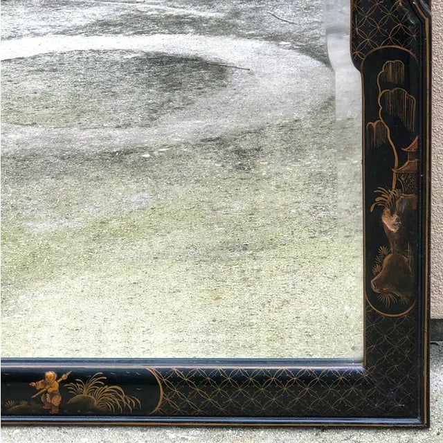 Antique French Chinoiserie Hand-Painted Beveled Mirror For Sale - Image 10 of 12