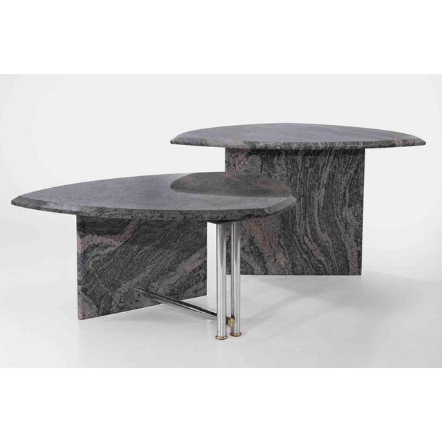 Vintage Italian Granite Coffee Tables with Chrome Base, 1980s, Set of 2 For Sale - Image 3 of 8