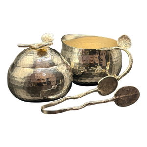 Michael Aram Hammered Silver-Plate Sugar Bowl, Tongs & Creamer – 3-Piece Set