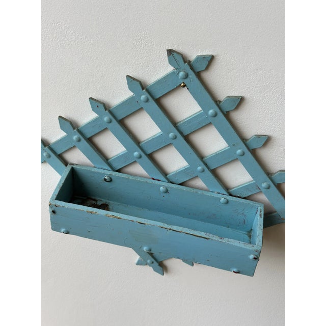 Antique Folk Art Diamond-Form Lattice Back Wall Pocket, Early 20th Century For Sale - Image 13 of 15