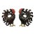 1950s Vintage Boho Chic Farmhouse Rooster Sculptural Wall Objects, Splattered Finish - A Pair. For Sale