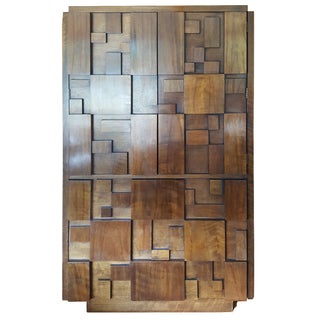 Paul Evans Style Brutalist Armoire by Lane For Sale
