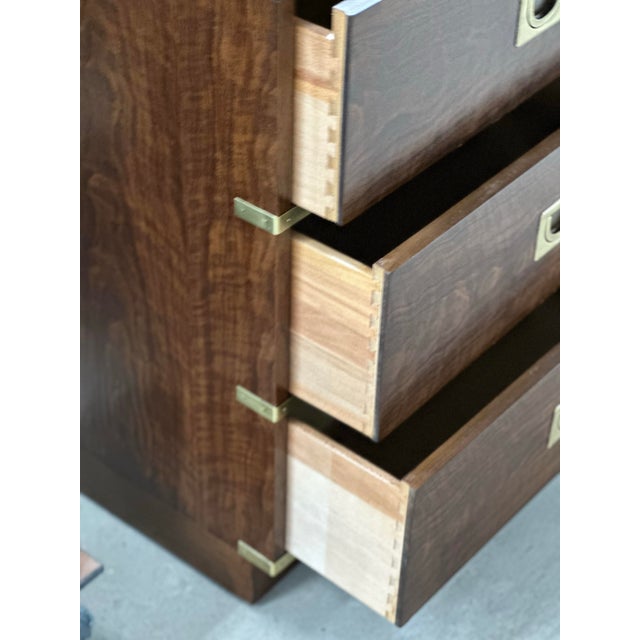 1980s Drexel Campaign Style Desk For Sale In Charlotte - Image 6 of 11