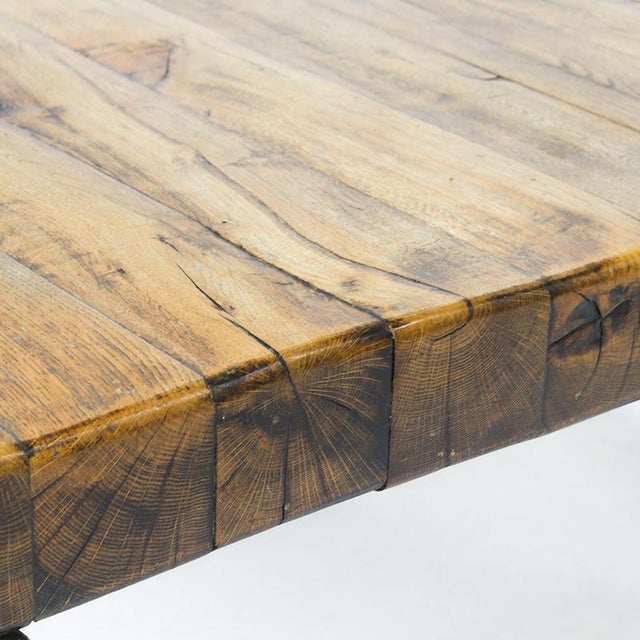 Mid-Century Brutalist Rustic Coffee Table in Oak For Sale - Image 6 of 11