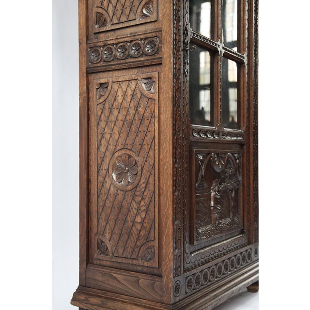 Wood Antique Breton Chestnut Display Cabinet, France, 1880s For Sale - Image 7 of 11