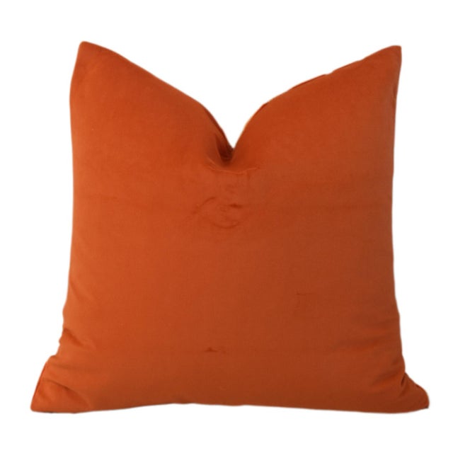 Mid-Century Modern Abstract Style Orange Velvet Feather/Down Pillow For Sale In Los Angeles - Image 6 of 6