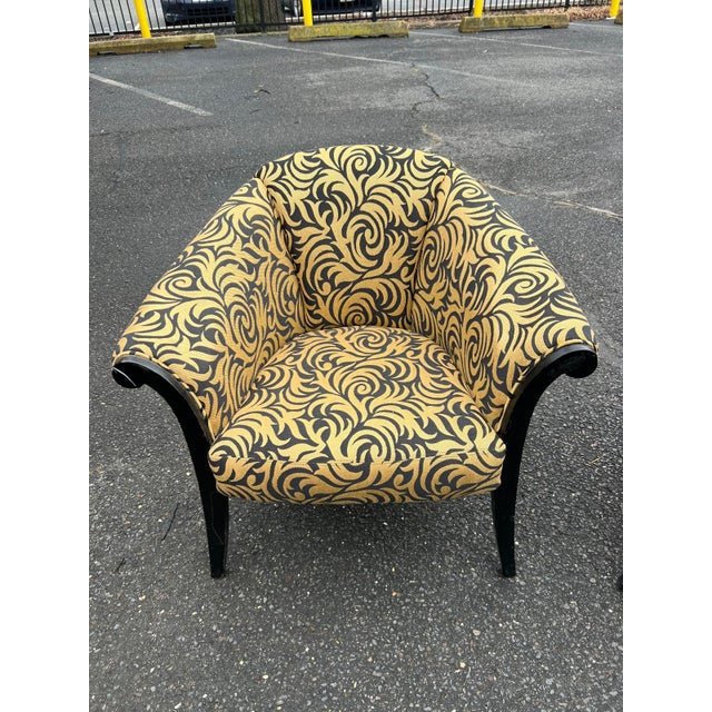 Mid 20th Century Pair of Vintage Upholstered Barrel Club Chairs For Sale - Image 5 of 7