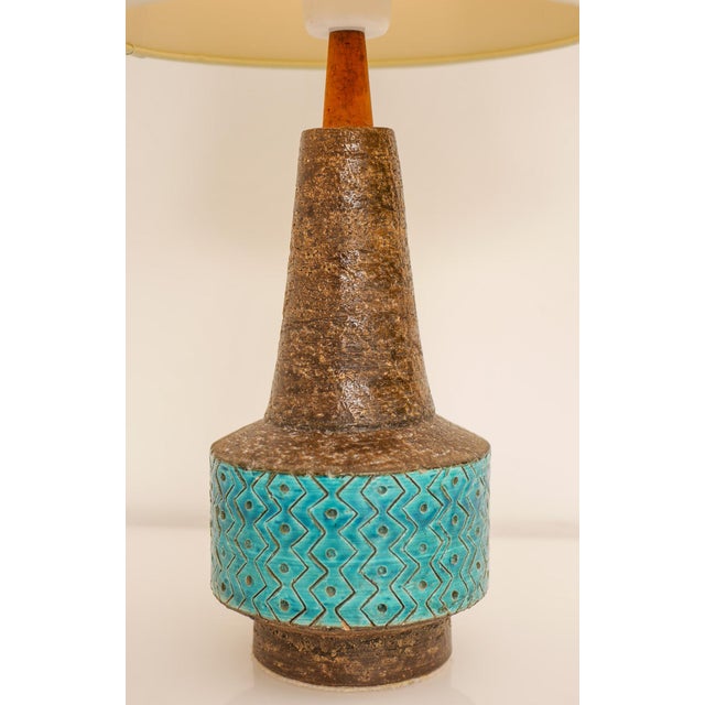 Bitossi Pottery Lamp in Rimini Blue Ceramic by Aldo Londi, Italy, 1970s For Sale - Image 10 of 18