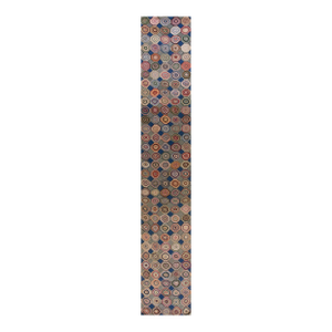 1930s Geometrical American Hooked Rug ( 2' 9'' x 17' - 84 x 518 )