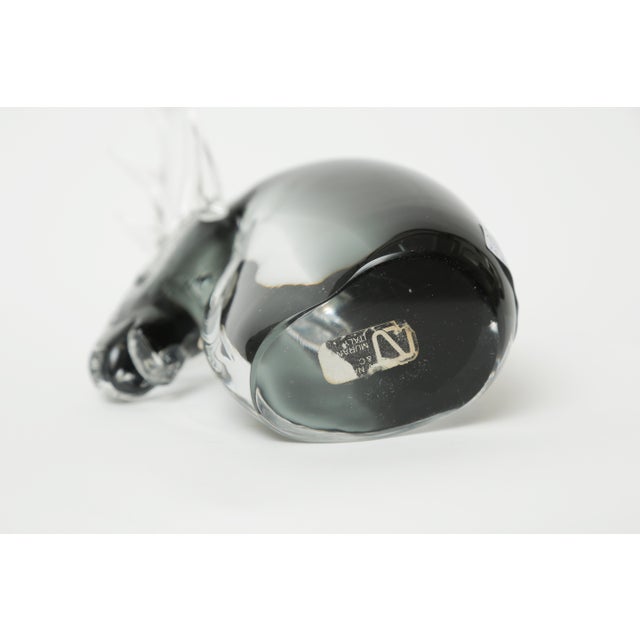 Glass Rare Venetian Glass Sculpture Stag with Antlers, Midcentury Vintage Black Clear For Sale - Image 7 of 7