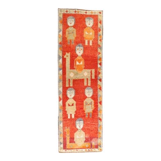 Vintage Zabihi Collection Turkish Pictorial Anatolian Red Runner - 3'1" x 9'4" For Sale