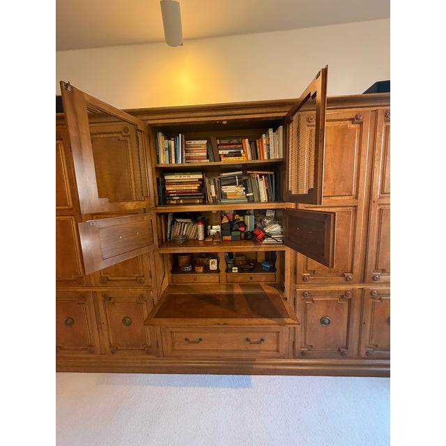 1980s 1980 German Baker 9‑Piece Wall Unit & Secretary – Modular Library Cabinet For Sale - Image 5 of 14