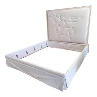 Tropical Dream King Upholstered Panel Bed W/ Skirt For Sale