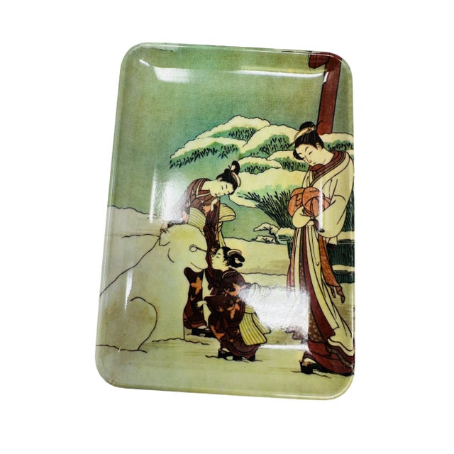 Vintage Japanese Themed Decorative Melamine Trays Made in Italy a Set of 6 For Sale - Image 4 of 10