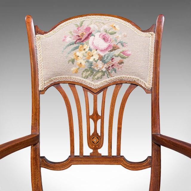 Wood Antique Elbow Chair, English, Beech, Morning Room Seat, Art Nouveau, Victorian For Sale - Image 7 of 12