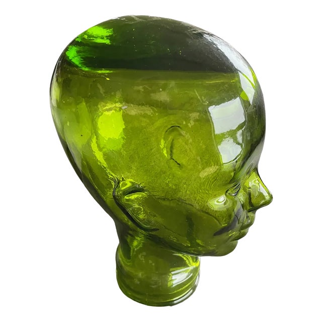 Head in Molded Glass, 1980s For Sale